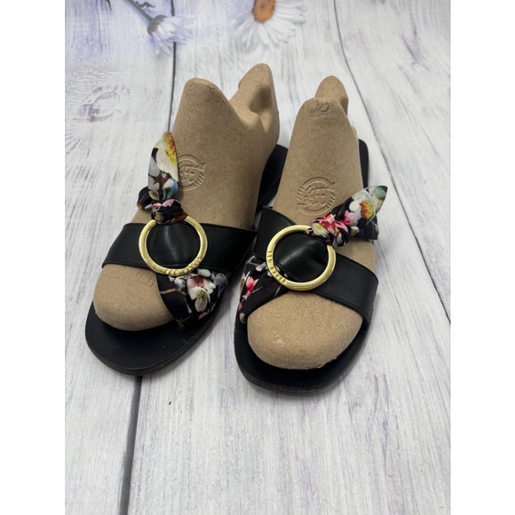 Women's Ted Baker Sandals Size 38 Black Floral - Picture 2 of 11